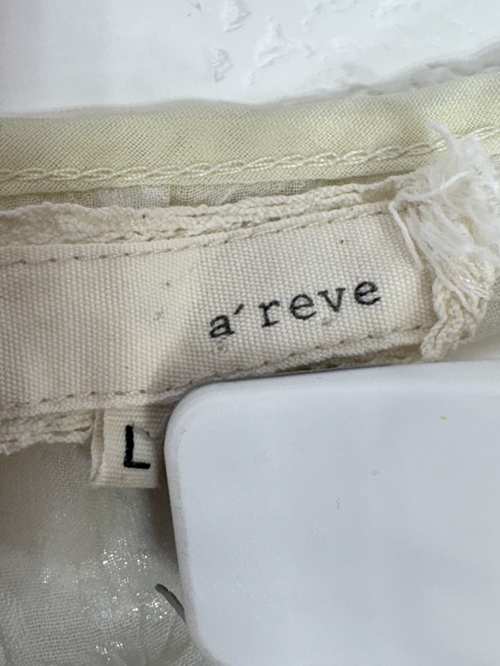 A'Reve Cream Ruffle Swiss Dot Blouse with Keyhole 3294 - Picture 5 of 11